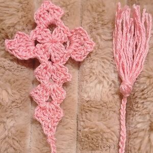 Pink Crochet Bookmark